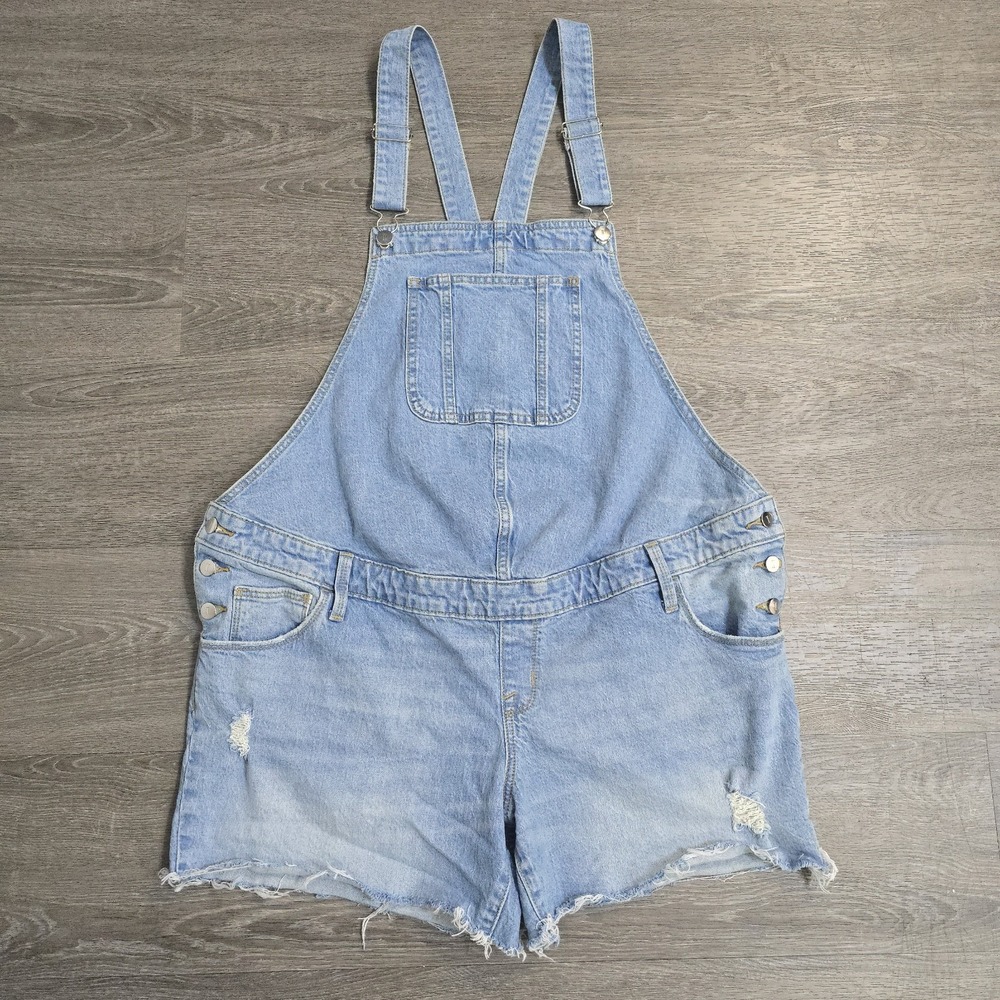 ISABEL By Ingrid & Isabel Shortalls Light Wash‎ Denim Cut Off Womens Sz 12